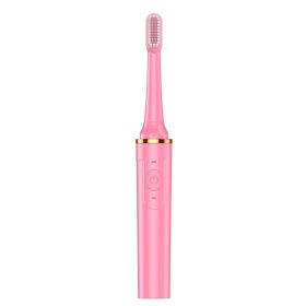 Electric Toothbrush Adult Waterproof Automatic Tooth Brushing Device Soft Sonic Couple Electric Toothbrush Rechargeable (Color: pink)