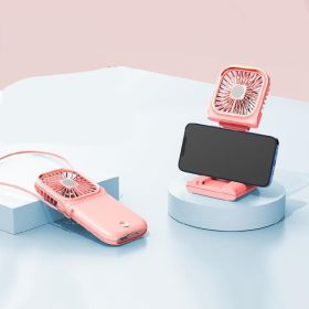 Mini Fan Student Cute Portable Camping (Option: Pink-Power bank and stand)