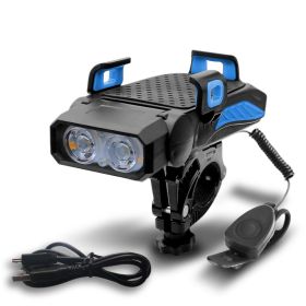 Bicycle Light Night Riding Rechargeable Glare Flashlight Bicycle (Option: Blue-Double lamp)