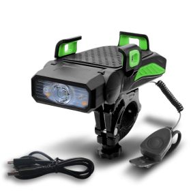 Bicycle Light Night Riding Rechargeable Glare Flashlight Bicycle (Option: Green-Single lamp)