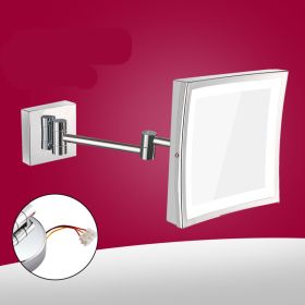 Bathroom Mirror Lamp Bathroom Stainless Steel Folding Mirror (Option: Open switch-Golden 200X200MM)