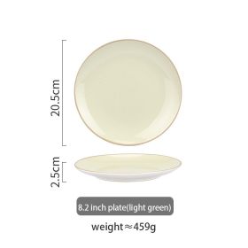 Nordic Dark Green Steak Plate Disc Tableware (Option: Light Green-8.2inch)