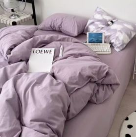 Minimalist Internet Celebrity Dormitory Bedding, Bedding Set, Bedsheet Three Piece Set (Option: Clouds resemblingwaterpurple-Flat Sheet-1.8M)