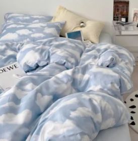 Minimalist Internet Celebrity Dormitory Bedding, Bedding Set, Bedsheet Three Piece Set (Option: Clouds Stain Blue-Flat Sheet-1.5M)