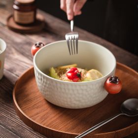 Hand Painted Japanese Creative Ceramic Bowl With Handle (Option: Persimmon bowl)