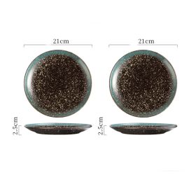 Ceramic Plate Bone Dish Home Set (Option: 8inch shallow dish Rustic Blu)