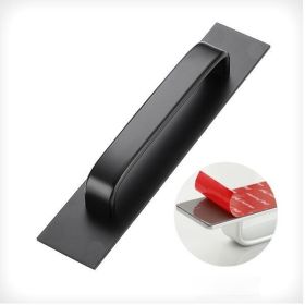 Aluminum Alloy Door Handle Simple Punch-free (Option: Black Ribbon 3m Glue)