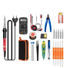 Constant Temperature Electric Soldering Iron Set Adjustable Temperature 60W Digital Display Internal Heat Welding (Option: Rotary thermostat-24pcs set-EU)