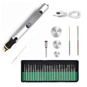 Wireless Jade Carving Machine Polishing Engraving Tool Electric Polishing Pen (Option: Silver-Color box Set One-USB)