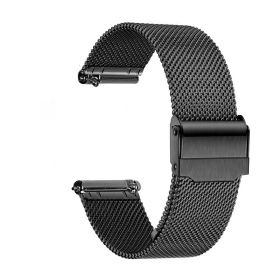 Fashion Simple Stainless Steel Leather Strap (Option: Milan Buckle Black-22mm)