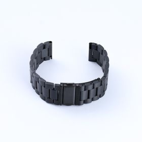 Fashion Simple Stainless Steel Leather Strap (Option: Quality Black-22mm)