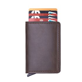 Metallic Aluminium Anti-theft Swiping Anti-magnetic RFID Wallet Card Holder (Option: A Style Crazy Horse Dark Brown)