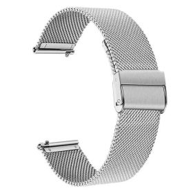 Fashion Simple Stainless Steel Leather Strap (Option: Milan Buckle Silver-22mm)