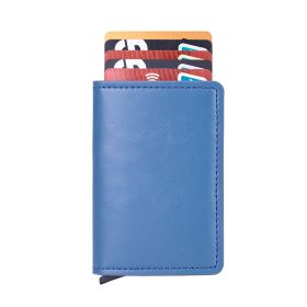 Metallic Aluminium Anti-theft Swiping Anti-magnetic RFID Wallet Card Holder (Option: B Type Blue)