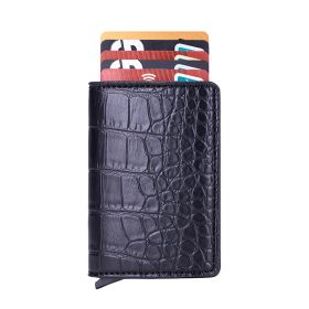 Metallic Aluminium Anti-theft Swiping Anti-magnetic RFID Wallet Card Holder (Option: C Style Crocodile Black)