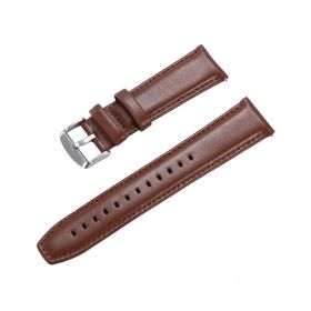 Fashion Simple Stainless Steel Leather Strap (Option: Brown Belt-22mm)