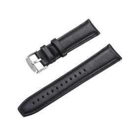 Fashion Simple Stainless Steel Leather Strap (Option: Black Belt-22mm)