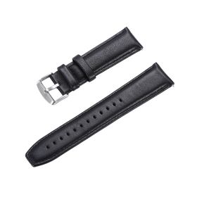 Fashion Simple Stainless Steel Leather Strap (Option: Black Belt-20mm)