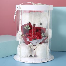 Bear Gift Box Doll Flower Crafts (Option: KS 5 Red And White)