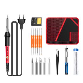 Constant Temperature Electric Soldering Iron Set Adjustable Temperature 60W Digital Display Internal Heat Welding (Option: Rotary thermostat-12pcs set-EU)