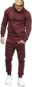 Men's 2 Pieces Tracksuits Running Jogging Athletic Casual Outfits Suit Solid Full Zip Sports Hooded Pants Sweatsuits (size: XL)