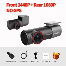 Dash cam front and Rear 1944P Car DVR camera dash auto video Recorder dashcam night vision app 24H Parking Car Camera for cars (Color Name: Front1440P BACK1080P)