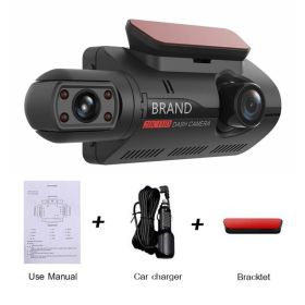 HD Car Video Recorder 2 Lens Hidden Car Driving Dash Cam 3.0inch IPS Camera Recorder Night Vision G-sensor Loop Recording Dvr (Color Name: front and interior)