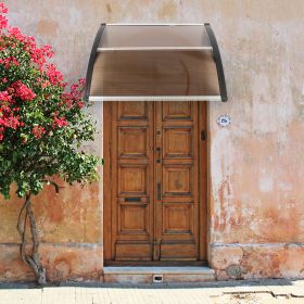 40"x40" Back Door Canopy Polycarbonate Window Door Awning Outdoor Patio Shelter (Color: Brown)