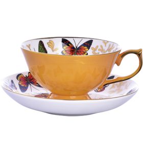 European Light Luxury Ceramic Coffee Cup And Saucer (Color: yellow)