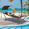 Patio Hanging Chaise Lounge Chair with Canopy Cushion Pillow and Storage Bag