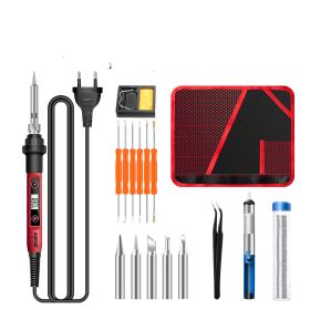 Constant Temperature Electric Soldering Iron Set Adjustable Temperature 60W Digital Display Internal Heat Welding (Option: Digital display thermostat-17pcs set-EU)