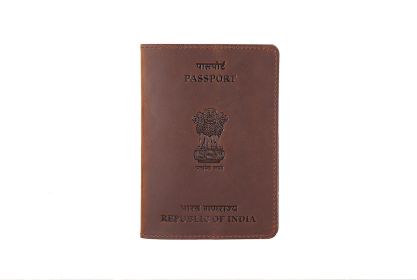 Head Layer Cowhide Passport Protective Cover Document Clip (Option: India-Coffee)