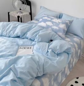 Minimalist Internet Celebrity Dormitory Bedding, Bedding Set, Bedsheet Three Piece Set (Option: CloudsLikeWater Blue-Flat Sheet-2M)